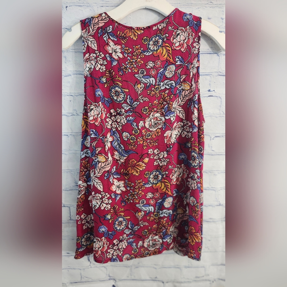 Pink Rose Sleeveless Pink And Floral Pattern Tank Top Large image 3